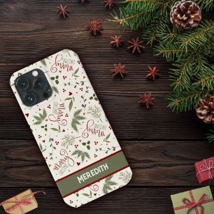 メリークリスマスパインベリーインスピレーション名 iPhone 13 PRO MAXケース