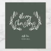 メリークリスマスパインベリー葉ズグリーン ワインラベル (シングルラベル)