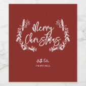 メリークリスマスパインベリ葉ーズ赤 ワインラベル (シングルラベル)