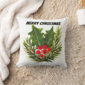メリークリスマスパインホリーウォーターフェスティバル クッション (ブランケット)