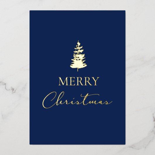 メリークリスマスパイン社名ブルー金ゴールド 箔シーズンカード (正面)
