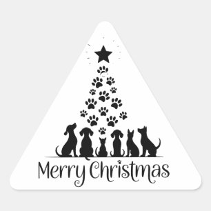 メリークリスマスパウツリー ドッグ ラバー キャット ラバー 母 三角形シール