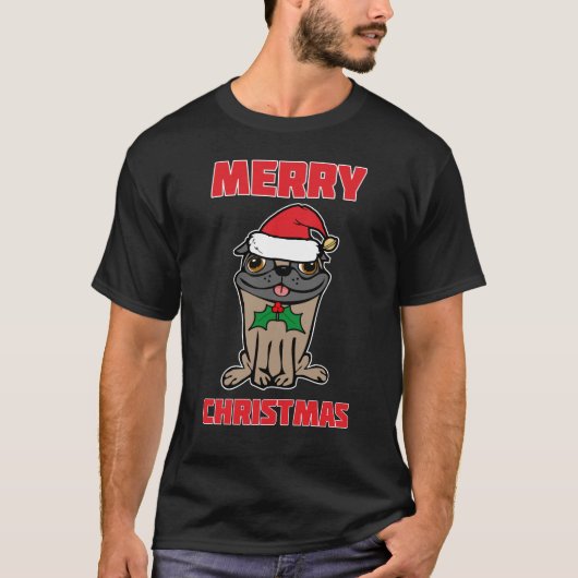 メリークリスマスパグ Tシャツ (正面)