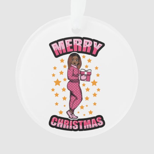 メリークリスマスパジャマメラニンXマスセーターシエスタ オーナメント (正面)