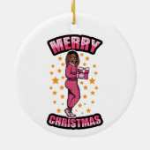 メリークリスマスパジャマメラニンXマスセーターシエスタ セラミックオーナメント (裏面)