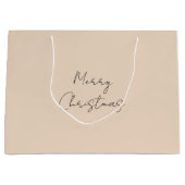 メリークリスマスパステルカスタムホテルカラーベージュブラウン ラージペーパーバッグ (正面)