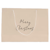 メリークリスマスパステルカスタムホテルカラーベージュブラウン ラージペーパーバッグ (裏面)