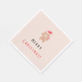 メリークリスマスパステルピンクジンジャーパン スタンダードランチョンナプキン (角)