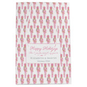 メリークリスマスパステルピンクナツクラッカーホリデー ミディアムペーパーバッグ (正面)