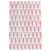 メリークリスマスパステルピンクナツクラッカーホリデー ミディアムペーパーバッグ (裏面)