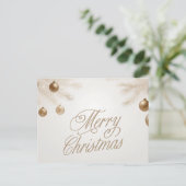 メリークリスマスパステル金ゴールドオーナメント シーズンポストカード (スタンド正面)