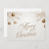 メリークリスマスパステル金ゴールドオーナメント シーズンポストカード (正面/裏面)