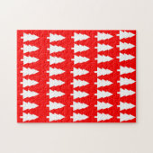 メリークリスマスパズルクリスマスホワイトツリーズレッド ジグソーパズル (横)