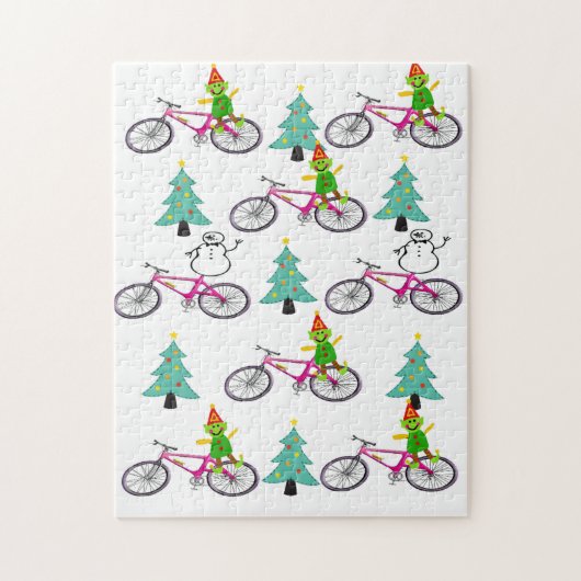 メリークリスマスパズルクリスマス雪だるま小妖精や小人 ジグソーパズル (縦)