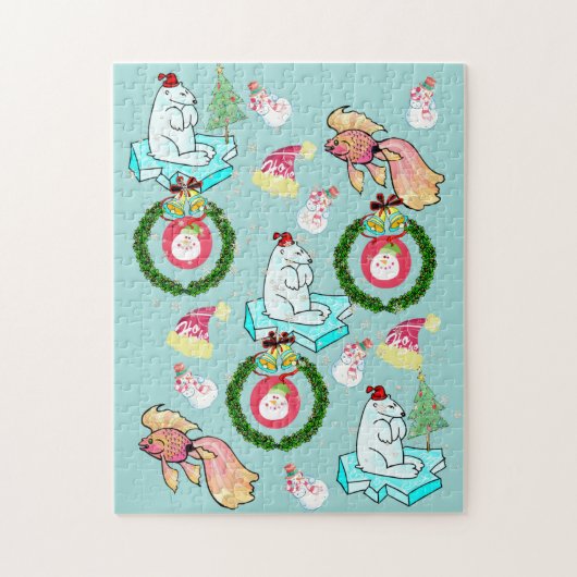 メリークリスマスパズルポーラーベア雪だるま ジグソーパズル (縦)