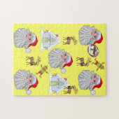 メリークリスマスパズルヴィンテージサンタ小妖精や小人トナカイ ジグソーパズル (横)