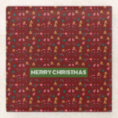 メリークリスマスパタエレガントーン ガラスコースター (正面)