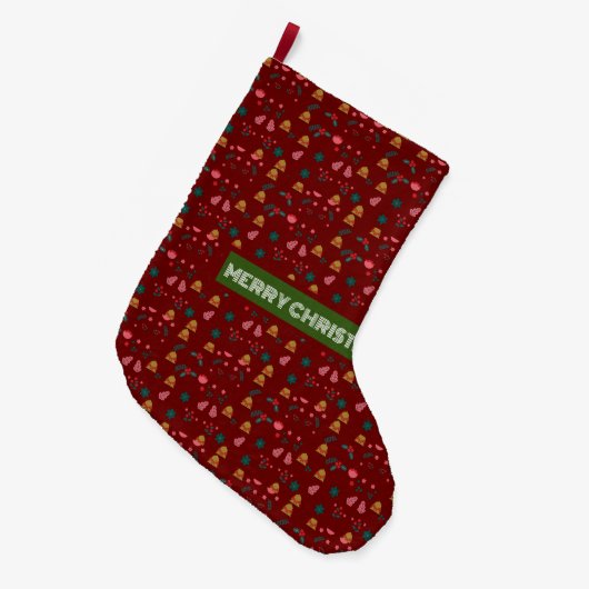 メリークリスマスパタエレガントーン ラージクリスマスストッキング (正面 (吊り時))