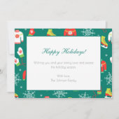メリークリスマスパターンファミリーフォトティール（緑がかった色） シーズンカード (裏面)