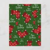 メリークリスマスパターン赤と緑 シーズンポストカード (正面)
