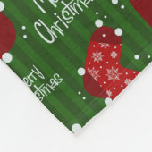メリークリスマスパターン赤と緑 フリースブランケット (角)