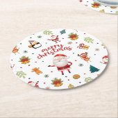 メリークリスマスパターン ラウンドペーパーコースター (アングル)