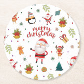 メリークリスマスパターン ラウンドペーパーコースター (正面)
