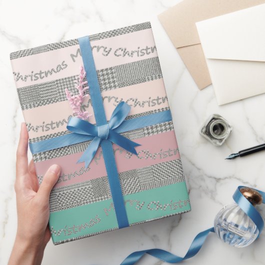 メリークリスマスパタ千鳥格子のーン、ストライプ ラッピングペーパー (ギフト)