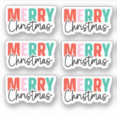 メリークリスマスパック青い赤ピンクかわいいステッカー シール (正面)