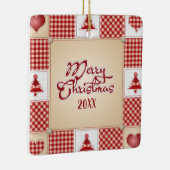 メリークリスマスパッチワークオーナメント セラミックオーナメント (右)