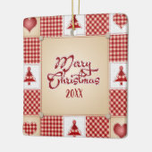 メリークリスマスパッチワークオーナメント セラミックオーナメント (左)