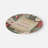 メリークリスマスパッチワークホリデー紙プレート ペーパープレート (アングル)