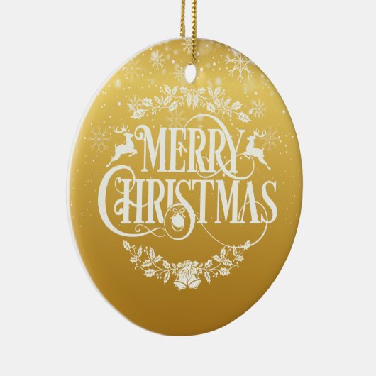 メリークリスマスパパパパ父の定義金ゴールド セラミックオーナメント (右)