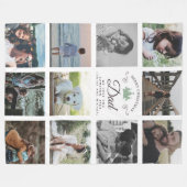 メリークリスマスパパモダンファミリーフォトコラージュ フリースブランケット (正面(横))