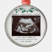 メリークリスマスパパ妊娠超音波検査 メタルオーナメント (正面)