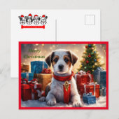 メリークリスマスパピーホリデーハガキ シーズンポストカード (正面/裏面)