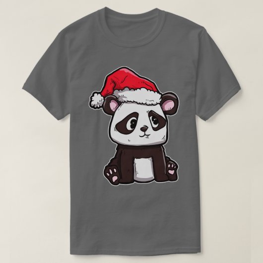 メリークリスマスパンダベアーサンタスハットパンダ Tシャツ (デザイン正面)