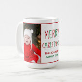 メリークリスマスパーソナライズされたかわいい写真のプレゼント コーヒーマグカップ (正面左)