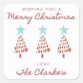 メリークリスマスパーソナライズされたのシール スクエアシール (正面)