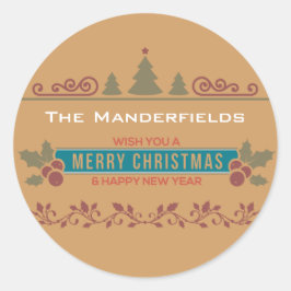 メリークリスマスパーソナライズされたのシール ラウンドシール