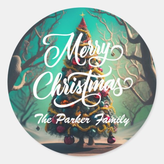 メリークリスマスパーソナライズされたのラウンドシール ラウンドシール (正面)