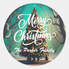 メリークリスマスパーソナライズされたのラウンドシール ラウンドシール