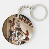 メリークリスマスパーソナライズされたの写真と名前 キーホルダー (裏面)