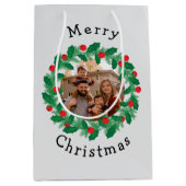 メリークリスマスパーソナライズされたの写真 ミディアムペーパーバッグ (正面)