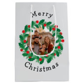 メリークリスマスパーソナライズされたの写真 ミディアムペーパーバッグ (裏面)