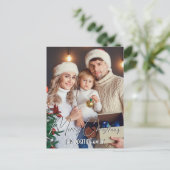 メリークリスマスパーソナライズされたの名前と写真 シーズンポストカード (スタンド正面)