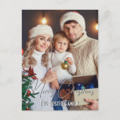 メリークリスマスパーソナライズされたの名前と写真 シーズンポストカード (正面)