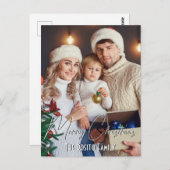 メリークリスマスパーソナライズされたの名前と写真 ポストカード (正面/裏面)