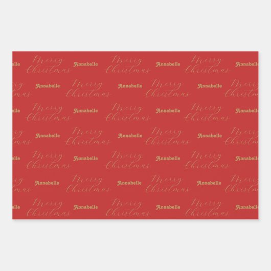 メリークリスマスパーソナライズされたの名前、ハッピーホリデー ラッピングペーパーシート (正面2)