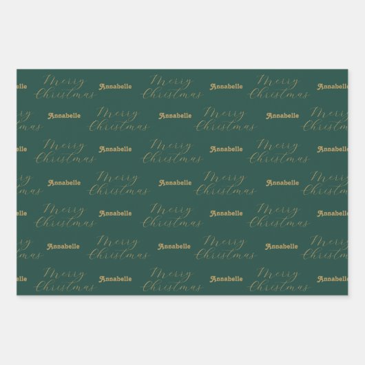 メリークリスマスパーソナライズされたの名前、ハッピーホリデー ラッピングペーパーシート (正面)